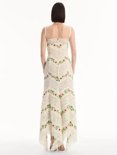 Oscar de la Renta Chiné Hibiscus Striped Cotton Poplin Dress | Thumbnail 3 Oscar de la Renta Chiné Hibiscus Striped Cotton Poplin Dress | Thumbnail 3