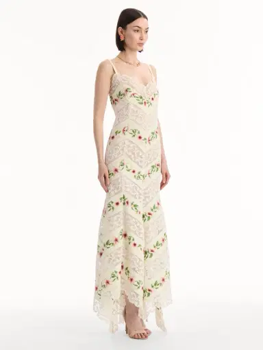 Oscar de la Renta Chiné Hibiscus Striped Cotton Poplin Dress | Thumbnail 4 Oscar de la Renta Chiné Hibiscus Striped Cotton Poplin Dress | Thumbnail 4