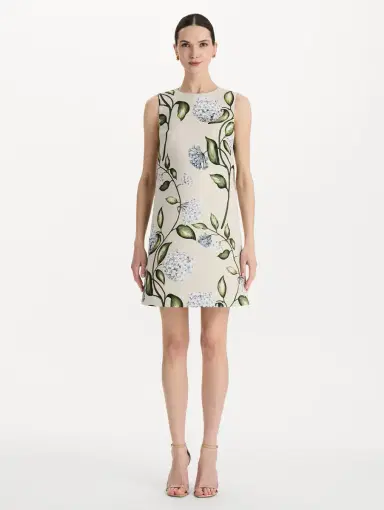 Oscar de la Renta Porcelain Flower Faille Shift Dress | Thumbnail 2 Oscar de la Renta Porcelain Flower Faille Shift Dress | Thumbnail 2