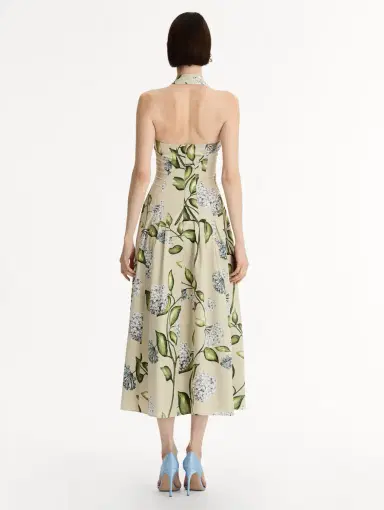 Oscar de la Renta Porcelain Flower Cotton Poplin Halter Dress | Thumbnail 3 Oscar de la Renta Porcelain Flower Cotton Poplin Halter Dress | Thumbnail 3