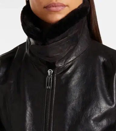Victoria Beckham Shearling-trimmed leather jacket | Thumbnail 4 Victoria Beckham Shearling-trimmed leather jacket | Thumbnail 4