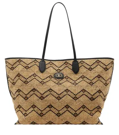 Valentino Garavani VLogo Large raffia-effect tote bag | Thumbnail 1 Valentino Garavani VLogo Large raffia-effect tote bag | Thumbnail 1
