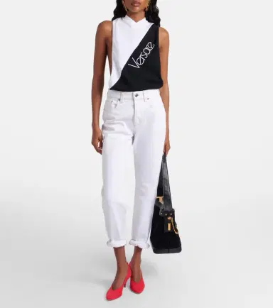 Versace Logo embroidered cotton-blend tank top | Thumbnail 2 Versace Logo embroidered cotton-blend tank top | Thumbnail 2