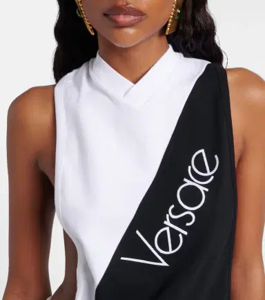 Versace Logo embroidered cotton-blend tank top | Thumbnail 3 Versace Logo embroidered cotton-blend tank top | Thumbnail 3