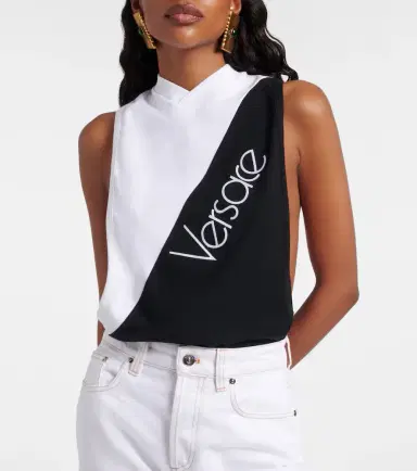 Versace Logo embroidered cotton-blend tank top | Thumbnail 6 Versace Logo embroidered cotton-blend tank top | Thumbnail 6