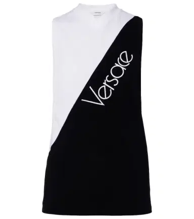 Versace Logo embroidered cotton-blend tank top | Thumbnail 1 Versace Logo embroidered cotton-blend tank top | Thumbnail 1