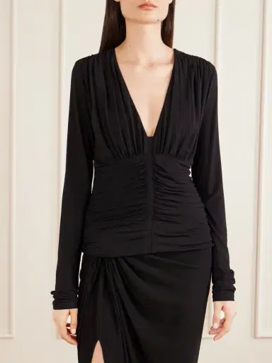 Sportmax Jersey Ruched Blouse | Thumbnail 3 Sportmax Jersey Ruched Blouse | Thumbnail 3