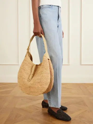 Polo Ralph Lauren Polo Id Medium Leather-trimmed Raffia Shoulder Bag | Thumbnail 2 Polo Ralph Lauren Polo Id Medium Leather-trimmed Raffia Shoulder Bag | Thumbnail 2