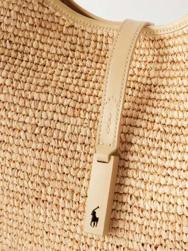 Polo Ralph Lauren Polo Id Medium Leather-trimmed Raffia Shoulder Bag | Thumbnail 6 Polo Ralph Lauren Polo Id Medium Leather-trimmed Raffia Shoulder Bag | Thumbnail 6