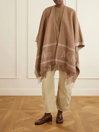 Max Mara Fringed Wool-jacquard Cape | Thumbnail 3 Max Mara Fringed Wool-jacquard Cape | Thumbnail 3