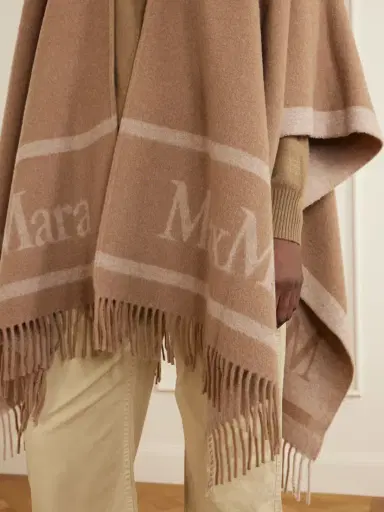 Max Mara Fringed Wool-jacquard Cape | Thumbnail 5 Max Mara Fringed Wool-jacquard Cape | Thumbnail 5