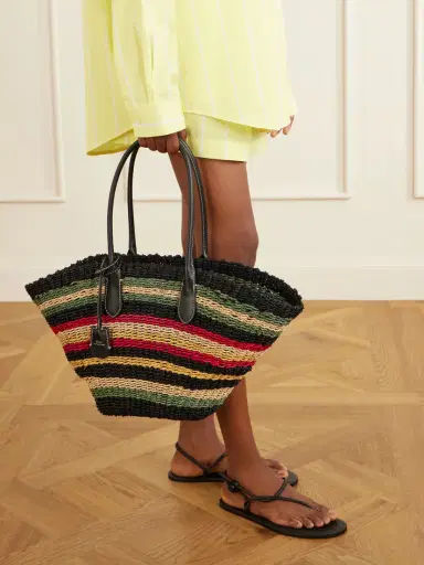 Polo Ralph Lauren Bellport Medium Leather-trimmed Raffia Tote | Thumbnail 2 Polo Ralph Lauren Bellport Medium Leather-trimmed Raffia Tote | Thumbnail 2