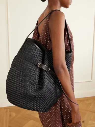 Liffner Belted Bucket Leather-trimmed Raffia Bucket Bag | Thumbnail 2 Liffner Belted Bucket Leather-trimmed Raffia Bucket Bag | Thumbnail 2