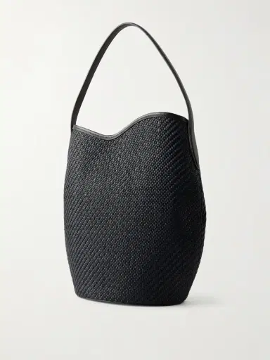 Liffner Belted Bucket Leather-trimmed Raffia Bucket Bag | Thumbnail 4 Liffner Belted Bucket Leather-trimmed Raffia Bucket Bag | Thumbnail 4