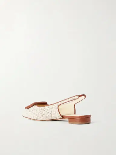 Manolo Blahnik Maylurabi Buckle-detailed Leather-trimmed Woven Slingback Pumps | Thumbnail 3 Manolo Blahnik Maylurabi Buckle-detailed Leather-trimmed Woven Slingback Pumps | Thumbnail 3