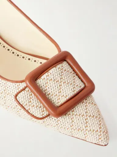 Manolo Blahnik Maylurabi Buckle-detailed Leather-trimmed Woven Slingback Pumps | Thumbnail 5 Manolo Blahnik Maylurabi Buckle-detailed Leather-trimmed Woven Slingback Pumps | Thumbnail 5