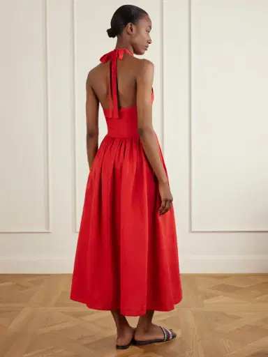 Staud Grazia Gathered Linen Midi Dress | Thumbnail 3 Staud Grazia Gathered Linen Midi Dress | Thumbnail 3