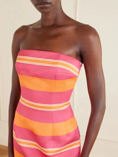 Emilia Wickstead + Manolo Blahnik Leila Striped Taffeta-faille Midi Dress | Thumbnail 4 Emilia Wickstead + Manolo Blahnik Leila Striped Taffeta-faille Midi Dress | Thumbnail 4