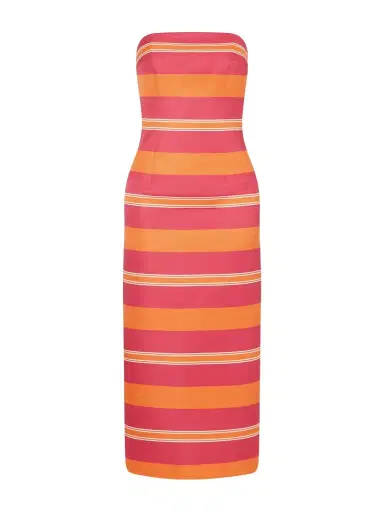 Emilia Wickstead + Manolo Blahnik Leila Striped Taffeta-faille Midi Dress | Thumbnail 1 Emilia Wickstead + Manolo Blahnik Leila Striped Taffeta-faille Midi Dress | Thumbnail 1
