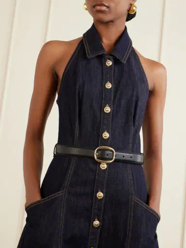 Self-Portrait Belted Halterneck Denim Midi Dress | Thumbnail 4 Self-Portrait Belted Halterneck Denim Midi Dress | Thumbnail 4
