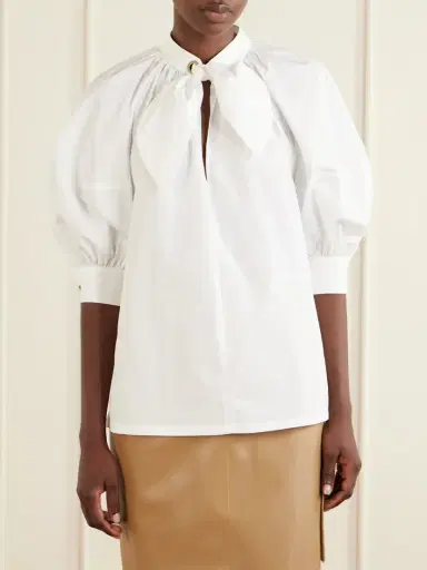 Max Mara Scarf-detailed Cotton Shirt | Thumbnail 3 Max Mara Scarf-detailed Cotton Shirt | Thumbnail 3