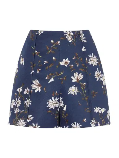 Emilia Wickstead + Manolo Blahnik Floral-print Drill Shorts | Thumbnail 1 Emilia Wickstead + Manolo Blahnik Floral-print Drill Shorts | Thumbnail 1