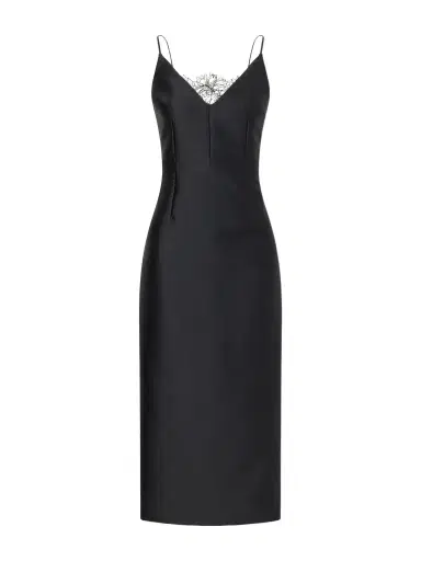 Emilia Wickstead + Manolo Blahnik Libera Lace-trimmed Cady Midi Dress | Thumbnail 1 Emilia Wickstead + Manolo Blahnik Libera Lace-trimmed Cady Midi Dress | Thumbnail 1