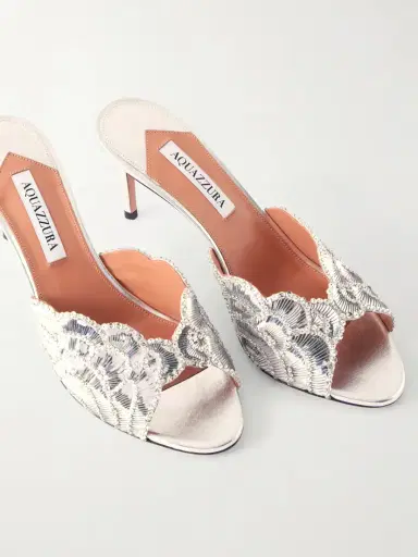 Aquazzura Ce Soir 75 Embellished Metallic Leather Mule | Thumbnail 5 Aquazzura Ce Soir 75 Embellished Metallic Leather Mule | Thumbnail 5