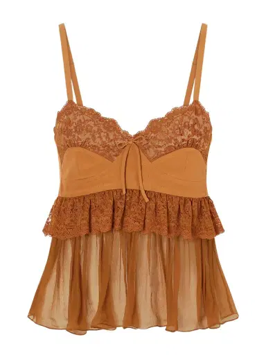 Chloé Lace-trimmed Silk Crepe Tank | Thumbnail 1 Chloé Lace-trimmed Silk Crepe Tank | Thumbnail 1
