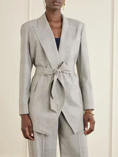 Max Mara Belted Checked Wool Blazer | Thumbnail 3 Max Mara Belted Checked Wool Blazer | Thumbnail 3