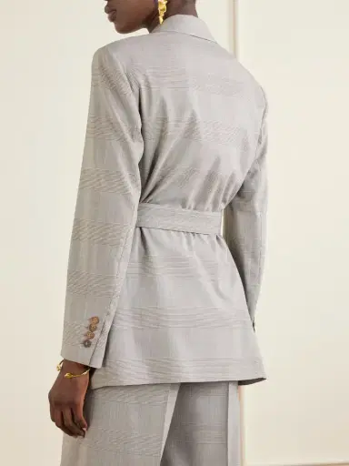 Max Mara Belted Checked Wool Blazer | Thumbnail 4 Max Mara Belted Checked Wool Blazer | Thumbnail 4