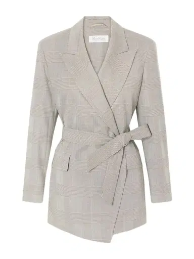 Max Mara Belted Checked Wool Blazer | Thumbnail 1 Max Mara Belted Checked Wool Blazer | Thumbnail 1