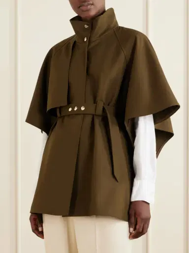 Max Mara Belted Cotton Gabardine Cape | Thumbnail 3 Max Mara Belted Cotton Gabardine Cape | Thumbnail 3