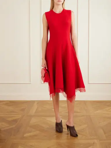 McQueen Lace-trimmed Jersey Midi Dress | Thumbnail 2 McQueen Lace-trimmed Jersey Midi Dress | Thumbnail 2
