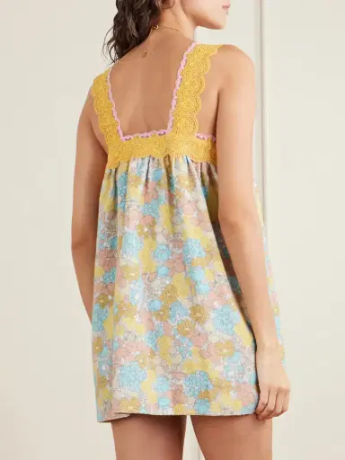 Chloé Pleated Lace-trimmed Floral-print Cotton-terry Mini Dress | Thumbnail 3 Chloé Pleated Lace-trimmed Floral-print Cotton-terry Mini Dress | Thumbnail 3