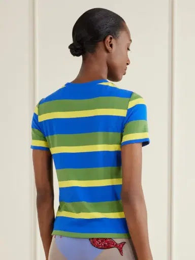 Staud + Da Adolfo Weekender Striped Printed Cotton-blend T-shirt | Thumbnail 4 Staud + Da Adolfo Weekender Striped Printed Cotton-blend T-shirt | Thumbnail 4
