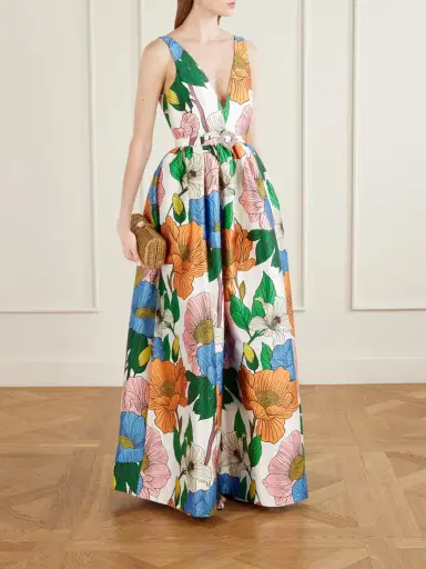 Borgo de Nor Isabella Belted Floral-print Taffeta Maxi Dress | Thumbnail 2 Borgo de Nor Isabella Belted Floral-print Taffeta Maxi Dress | Thumbnail 2