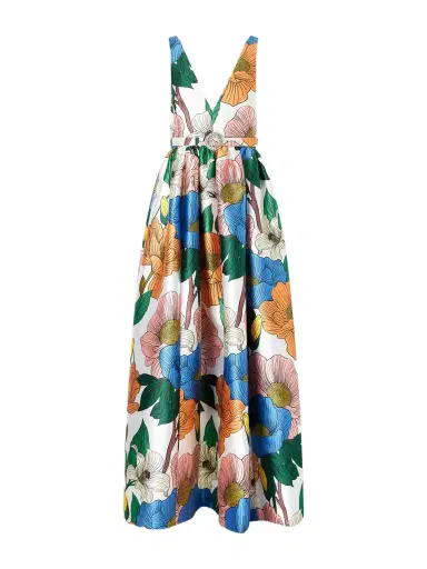 Borgo de Nor Isabella Belted Floral-print Taffeta Maxi Dress | Thumbnail 1 Borgo de Nor Isabella Belted Floral-print Taffeta Maxi Dress | Thumbnail 1