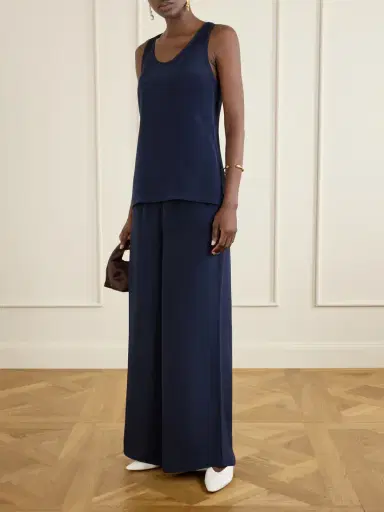 Max Mara Logo-embroidered Silk Wide-leg Pants | Thumbnail 2 Max Mara Logo-embroidered Silk Wide-leg Pants | Thumbnail 2