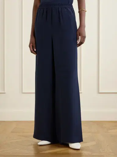 Max Mara Logo-embroidered Silk Wide-leg Pants | Thumbnail 3 Max Mara Logo-embroidered Silk Wide-leg Pants | Thumbnail 3