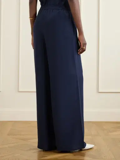 Max Mara Logo-embroidered Silk Wide-leg Pants | Thumbnail 4 Max Mara Logo-embroidered Silk Wide-leg Pants | Thumbnail 4