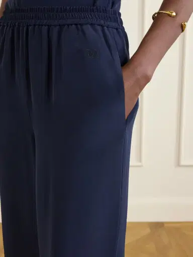 Max Mara Logo-embroidered Silk Wide-leg Pants | Thumbnail 5 Max Mara Logo-embroidered Silk Wide-leg Pants | Thumbnail 5