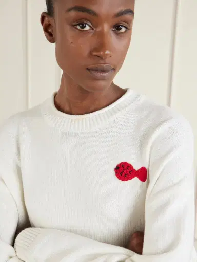 Staud + Da Adolfo Giada Logo-embroidered Cotton-blend Sweater | Thumbnail 5 Staud + Da Adolfo Giada Logo-embroidered Cotton-blend Sweater | Thumbnail 5
