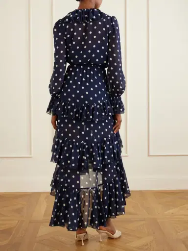 Self-Portrait Ruffled Tiered Polka-dot Georgette Midi Dress | Thumbnail 3 Self-Portrait Ruffled Tiered Polka-dot Georgette Midi Dress | Thumbnail 3