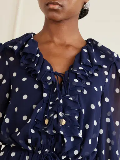 Self-Portrait Ruffled Tiered Polka-dot Georgette Midi Dress | Thumbnail 4 Self-Portrait Ruffled Tiered Polka-dot Georgette Midi Dress | Thumbnail 4