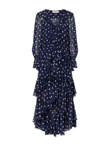 Self-Portrait Ruffled Tiered Polka-dot Georgette Midi Dress | Thumbnail 1 Self-Portrait Ruffled Tiered Polka-dot Georgette Midi Dress | Thumbnail 1
