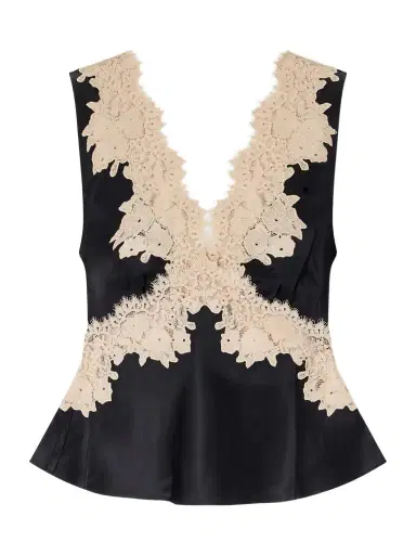Rixo Emmie Lace-trimmed Satin Top | Thumbnail 1 Rixo Emmie Lace-trimmed Satin Top | Thumbnail 1