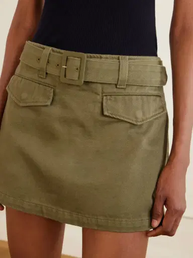 Self-Portrait Belted Denim Mini Skort | Thumbnail 4 Self-Portrait Belted Denim Mini Skort | Thumbnail 4