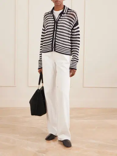 Max Mara Striped Crocheted Cotton Cardigan | Thumbnail 2 Max Mara Striped Crocheted Cotton Cardigan | Thumbnail 2