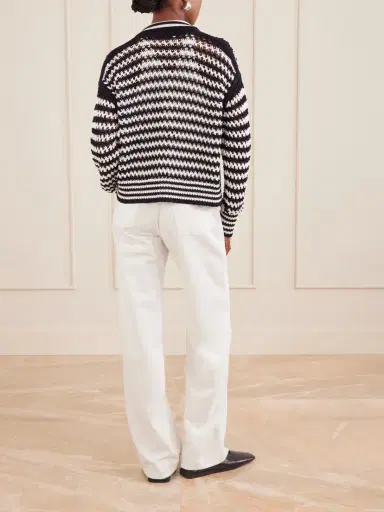 Max Mara Striped Crocheted Cotton Cardigan | Thumbnail 3 Max Mara Striped Crocheted Cotton Cardigan | Thumbnail 3